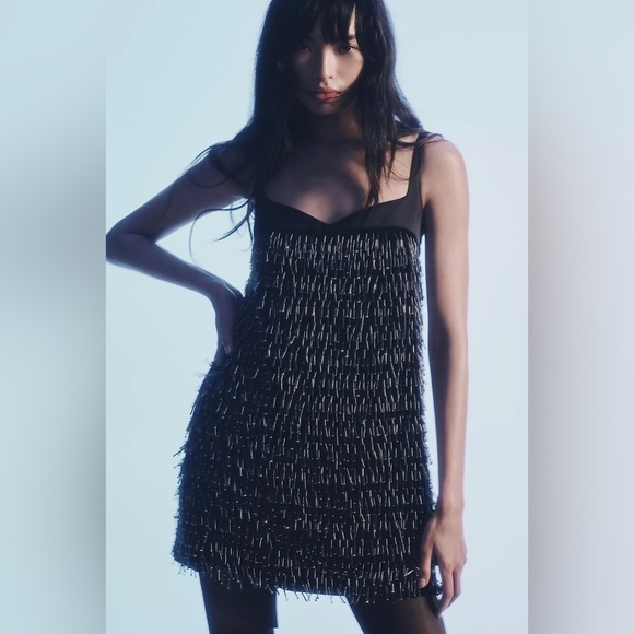 NWT! By Anthropologie Sweetheart Fringe Shift Mini Dress 🐸 🖍️ - Picture 5 of 6